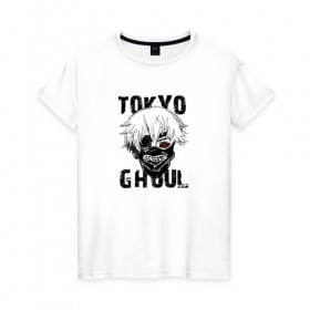 Женская футболка хлопок с принтом Токийский гуль в Петрозаводске, 100% хлопок | прямой крой, круглый вырез горловины, длина до линии бедер, слегка спущенное плечо | anime | tokyo ghoul | гули | канеки кен | токийский гуль