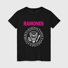 Женская футболка хлопок с принтом ramones в Петрозаводске, 100% хлопок | прямой крой, круглый вырез горловины, длина до линии бедер, слегка спущенное плечо | misfits | punk | ramones | панк | рок