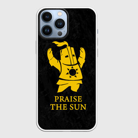 Чехол для iPhone 13 Pro Max с принтом PRAISE THE SUN | DARK SOULS | ТЁМНЫЕ ДУШИ в Петрозаводске,  |  | Тематика изображения на принте: dark souls | game | gamer | knight | play | player | praise the sun | дарк соулс | доспехи | игры | надпись | рыцарь | темные души
