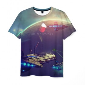 Мужская футболка 3D с принтом No Man’s Sky - Space в Петрозаводске, 100% полиэфир | прямой крой, круглый вырез горловины, длина до линии бедер | no man sky | no mans sky | no man’s sky | no man’s sky next