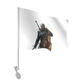 Флаг для автомобиля с принтом The Witcher в Петрозаводске, 100% полиэстер | Размер: 30*21 см | witcher | ведьмак | геральт