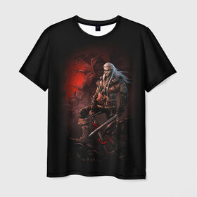 Мужская футболка 3D с принтом The Witcher в Петрозаводске, 100% полиэфир | прямой крой, круглый вырез горловины, длина до линии бедер | Тематика изображения на принте: witcher | ведьмак | геральт