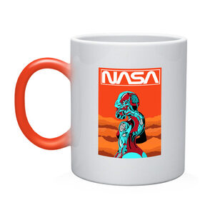 Кружка хамелеон с принтом NASA в Петрозаводске, керамика | меняет цвет при нагревании, емкость 330 мл | nasa | киберпанк | космос | марс