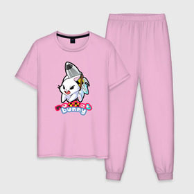 Мужская пижама хлопок с принтом Rocket bunny в Петрозаводске, 100% хлопок | брюки и футболка прямого кроя, без карманов, на брюках мягкая резинка на поясе и по низу штанин
 | 240sx | bunny | nissan | rocket | toyota | кролик | ниссан | тойота