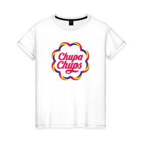 Женская футболка хлопок с принтом Chupa-Chups color в Петрозаводске, 100% хлопок | прямой крой, круглый вырез горловины, длина до линии бедер, слегка спущенное плечо | chupa | chupa chups