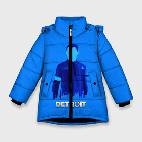 Зимняя куртка для девочек 3D с принтом Detroitbecome human в Петрозаводске, ткань верха — 100% полиэстер; подклад — 100% полиэстер, утеплитель — 100% полиэстер. | длина ниже бедра, удлиненная спинка, воротник стойка и отстегивающийся капюшон. Есть боковые карманы с листочкой на кнопках, утяжки по низу изделия и внутренний карман на молнии. 

Предусмотрены светоотражающий принт на спинке, радужный светоотражающий элемент на пуллере молнии и на резинке для утяжки. | Тематика изображения на принте: connor | cyberlife | detroit become human | deviant | kara | markus | ps4 | rk800 |  detroit: become human | детроит | детроит: стать человеком | игры | кара | коннор | конор | кэра | маркус | пиратs | эксклюзив