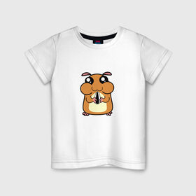 Детская футболка хлопок с принтом Хомячок в Петрозаводске, 100% хлопок | круглый вырез горловины, полуприлегающий силуэт, длина до линии бедер | арт | животные | милые | хомяк | хомячок | щекастик