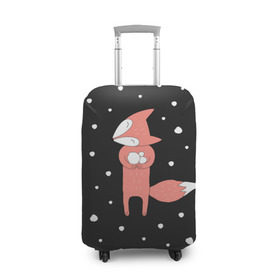 Чехол для чемодана 3D с принтом Лисичка и Снежки в Петрозаводске, 86% полиэфир, 14% спандекс | двустороннее нанесение принта, прорези для ручек и колес | fox | зима | лис | лиса | лисы | снег | снежок