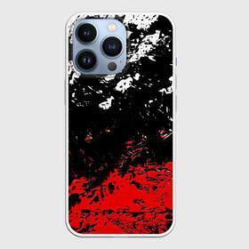 Чехол для iPhone 13 Pro с принтом БРЫЗГИ КРАСОК в Петрозаводске,  |  | black.white | dirty | paints | red | texture | белый | брызги | грязный | краски | красный | текстура | черный