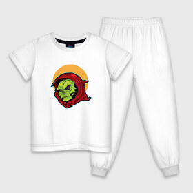 Детская пижама хлопок с принтом Зомби в Петрозаводске, 100% хлопок |  брюки и футболка прямого кроя, без карманов, на брюках мягкая резинка на поясе и по низу штанин
 | зомби | монстр | ужас | хеллоуин | череп | черепа