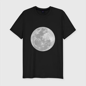 Мужская футболка премиум с принтом Луна в Петрозаводске, 92% хлопок, 8% лайкра | приталенный силуэт, круглый вырез ворота, длина до линии бедра, короткий рукав | moon | космос | луна | небесное тело | спутник