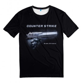 Мужская футболка 3D с принтом Counter Strike в Петрозаводске, 100% полиэфир | прямой крой, круглый вырез горловины, длина до линии бедер | counter | global | offensive | strike | контр | оружия | страйк | шутер