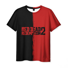 Мужская футболка 3D с принтом RED DEAD REDEMPTION 2 в Петрозаводске, 100% полиэфир | прямой крой, круглый вырез горловины, длина до линии бедер | Тематика изображения на принте: rdr | rdr2 | red dead redemption 2 | rockstar | дикий запад | ковбои