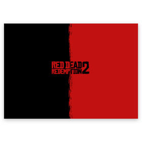 Поздравительная открытка с принтом RED DEAD REDEMPTION 2 в Петрозаводске, 100% бумага | плотность бумаги 280 г/м2, матовая, на обратной стороне линовка и место для марки
 | rdr | rdr2 | red dead redemption 2 | rockstar | дикий запад | ковбои
