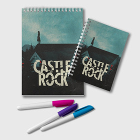 Блокнот с принтом Castle Rock в Петрозаводске, 100% бумага | 48 листов, плотность листов — 60 г/м2, плотность картонной обложки — 250 г/м2. Листы скреплены удобной пружинной спиралью. Цвет линий — светло-серый
 | castle rock | hulu | билл скарсгард | дж.дж. абрамс | касл рок | кубик в кубе | стивен кинг | шоушенк