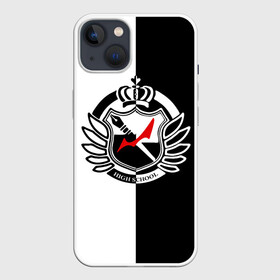 Чехол для iPhone 13 с принтом MONOKUMA SCHOOL с фоном в Петрозаводске,  |  | anime | bear | black  white | minomi | monokuma | pink | rabbit | school | аниме | главарь | миноми | монокума | черно белый | школа