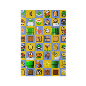 Обложка для паспорта матовая кожа с принтом Super Mario Pop art в Петрозаводске, натуральная матовая кожа | размер 19,3 х 13,7 см; прозрачные пластиковые крепления | Тематика изображения на принте: bros | donkey kong | mario | super | игра | марио | офф | спин | супер | тоад