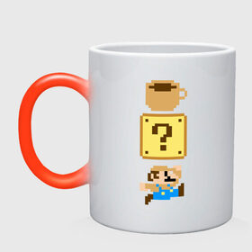 Кружка хамелеон с принтом Любитель кофе (Марио) в Петрозаводске, керамика | меняет цвет при нагревании, емкость 330 мл | 16 bit | 16 бит | 8 bit | 8 бит | coffe | dendy | love | mario | nes | nintendo | pixel | pixels | retro | денди | кофе | любовь | марио | нинтендо