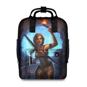 Женский рюкзак 3D с принтом Tomb Raider в Петрозаводске, 100% полиэстер | лямки с регулируемой длиной, сверху ручки, чтобы рюкзак нести как сумку. Основное отделение закрывается на молнию, как и внешний карман. Внутри два дополнительных кармана, один из которых закрывается на молнию. По бокам два дополнительных кармашка, куда поместится маленькая бутылочка
 | 
