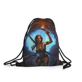 Рюкзак-мешок 3D с принтом Tomb Raider в Петрозаводске, 100% полиэстер | плотность ткани — 200 г/м2, размер — 35 х 45 см; лямки — толстые шнурки, застежка на шнуровке, без карманов и подкладки | 