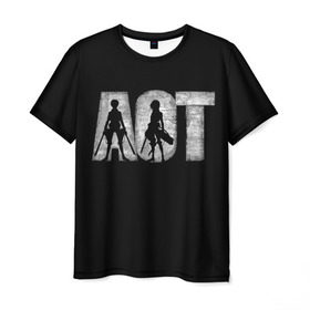 Мужская футболка 3D с принтом Атака Титанов (4) в Петрозаводске, 100% полиэфир | прямой крой, круглый вырез горловины, длина до линии бедер | anime | attack | attack on titan | titan | атака | атака титанов | бой | титан