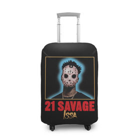 Чехол для чемодана 3D с принтом 21 Savage в Петрозаводске, 86% полиэфир, 14% спандекс | двустороннее нанесение принта, прорези для ручек и колес | 21 savage | boomin | issa | metro | mode | numb | rap | trap | бешеный | сэведж | твени ван севедж | твенти