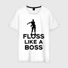 Мужская футболка хлопок с принтом Floss like a boss в Петрозаводске, 100% хлопок | прямой крой, круглый вырез горловины, длина до линии бедер, слегка спущенное плечо. | Тематика изображения на принте: dance | floss like a boss | fortnite | swag | thebackpackkid | танец