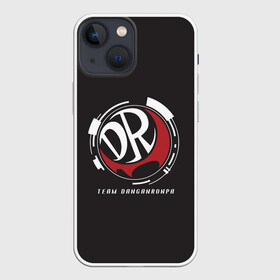 Чехол для iPhone 13 mini с принтом TEAM DANGANRONPA | MONOKUMA | МОНОКУМА в Петрозаводске,  |  | anime | bear | black  white | danganronpa | korokuma | monodam | monokuma | monomi | monotaro | pink | rabbit | school | shirokuma | аниме | главарь | мoноми | монокума | черно белый | школа