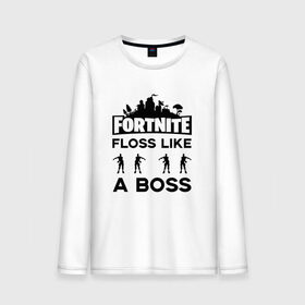 Мужской лонгслив хлопок с принтом Floss like a boss в Петрозаводске, 100% хлопок |  | Тематика изображения на принте: dance | floss like a boss | fortnite | swag | thebackpackkid | танец