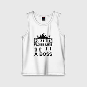 Детская майка хлопок с принтом Floss like a boss в Петрозаводске,  |  | dance | floss like a boss | fortnite | swag | thebackpackkid | танец