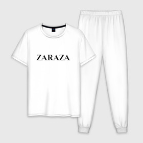 Мужская пижама хлопок с принтом Zaraza в Петрозаводске, 100% хлопок | брюки и футболка прямого кроя, без карманов, на брюках мягкая резинка на поясе и по низу штанин
 | antibrand | brand | logo | zara | бренд | зара | зараза | лого