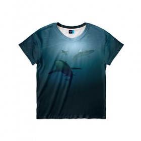 Детская футболка 3D с принтом Акулы в Петрозаводске, 100% гипоаллергенный полиэфир | прямой крой, круглый вырез горловины, длина до линии бедер, чуть спущенное плечо, ткань немного тянется | море | океан | подводный мир | рыба | хищник