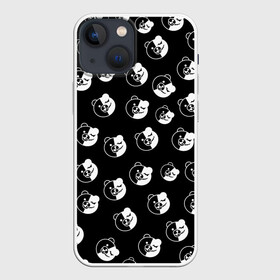 Чехол для iPhone 13 mini с принтом Монокума в Петрозаводске,  |  | anime | bear | black  white | danganronpa | korokuma | monodam | monokuma | monomi | monotaro | pink | rabbit | school | shirokuma | аниме | главарь | мoноми | монокума | черно белый | школа