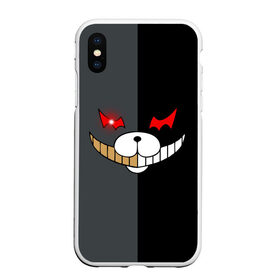 Чехол для iPhone XS Max матовый с принтом KUROKUMA x MONOKUMA в Петрозаводске, Силикон | Область печати: задняя сторона чехла, без боковых панелей | anime | bear | black  white | danganronpa | kurokuma | monodam | monokuma | monomi | monotaro | pink | rabbit | school | shirokuma | аниме | главарь | мoноми | монокума | черно белый | школа