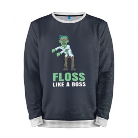 Мужской свитшот 3D с принтом Floss like a boss в Петрозаводске, 100% полиэстер с мягким внутренним слоем | круглый вырез горловины, мягкая резинка на манжетах и поясе, свободная посадка по фигуре | Тематика изображения на принте: 