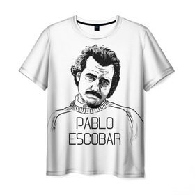 Мужская футболка 3D с принтом Pablo Escobar в Петрозаводске, 100% полиэфир | прямой крой, круглый вырез горловины, длина до линии бедер | Тематика изображения на принте: escobar | loving pablo | эскобар