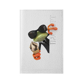 Обложка для паспорта матовая кожа с принтом Агент легушач в Петрозаводске, натуральная матовая кожа | размер 19,3 х 13,7 см; прозрачные пластиковые крепления | Тематика изображения на принте: агент | легушач | лягушка | мороженное