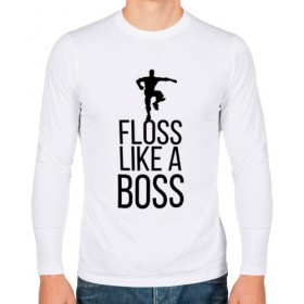 Мужской лонгслив хлопок с принтом FLOSS LIKE A BOSS в Петрозаводске, 100% хлопок |  | Тематика изображения на принте: 