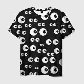 Мужская футболка 3D с принтом Глаза в Петрозаводске, 100% полиэфир | прямой крой, круглый вырез горловины, длина до линии бедер | глаза | зрачки | много глаз | повторение | подглядывает | прикол | смотрит | юмор