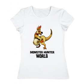 Женская футболка хлопок с принтом Monster Hunter: World в Петрозаводске, 100% хлопок | прямой крой, круглый вырез горловины, длина до линии бедер, слегка спущенное плечо | monster hunter: world
