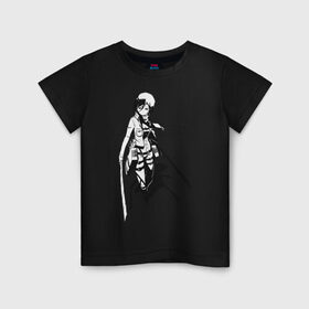 Детская футболка хлопок с принтом Mikasa Ackerman в Петрозаводске, 100% хлопок | круглый вырез горловины, полуприлегающий силуэт, длина до линии бедер | mikasa | микаса