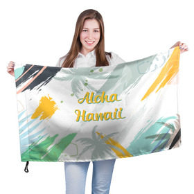 Флаг 3D с принтом Aloha Hawaii в Петрозаводске, 100% полиэстер | плотность ткани — 95 г/м2, размер — 67 х 109 см. Принт наносится с одной стороны | aloha | summer | sun | travel | гавайи | лето | путешествия