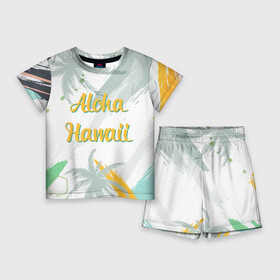 Детский костюм с шортами 3D с принтом Aloha Hawaii в Петрозаводске,  |  | Тематика изображения на принте: aloha | summer | sun | travel | гавайи | лето | путешествия