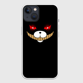 Чехол для iPhone 13 с принтом KUROKUMA на черном в Петрозаводске,  |  | anime | bear | black  white | danganronpa | kurokuma | monodam | monokuma | monomi | monotaro | pink | rabbit | school | shirokuma | аниме | главарь | мoноми | монокума | черно белый | школа