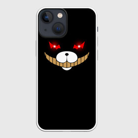 Чехол для iPhone 13 mini с принтом KUROKUMA на черном в Петрозаводске,  |  | anime | bear | black  white | danganronpa | kurokuma | monodam | monokuma | monomi | monotaro | pink | rabbit | school | shirokuma | аниме | главарь | мoноми | монокума | черно белый | школа