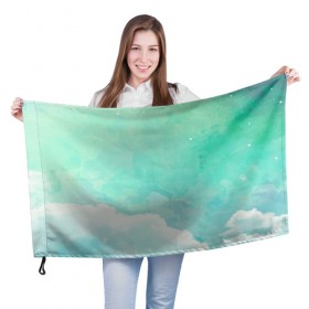 Флаг 3D с принтом Облако в Петрозаводске, 100% полиэстер | плотность ткани — 95 г/м2, размер — 67 х 109 см. Принт наносится с одной стороны | Тематика изображения на принте: абстракт | вектор | звезды | зеленый | красиво | небо | облако | синий | узор