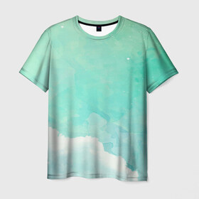 Мужская футболка 3D с принтом Облако в Петрозаводске, 100% полиэфир | прямой крой, круглый вырез горловины, длина до линии бедер | абстракт | вектор | звезды | зеленый | красиво | небо | облако | синий | узор
