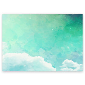 Поздравительная открытка с принтом Облако в Петрозаводске, 100% бумага | плотность бумаги 280 г/м2, матовая, на обратной стороне линовка и место для марки
 | абстракт | вектор | звезды | зеленый | красиво | небо | облако | синий | узор