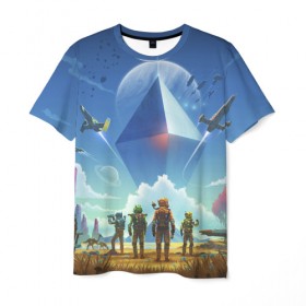 Мужская футболка 3D с принтом No man`s sky в Петрозаводске, 100% полиэфир | прямой крой, круглый вырез горловины, длина до линии бедер | 