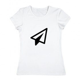Женская футболка хлопок с принтом Самолетик в Петрозаводске, 100% хлопок | прямой крой, круглый вырез горловины, длина до линии бедер, слегка спущенное плечо | геометрия | иконка | минимализм | самолетик | сообщение | треугольники | ярлык